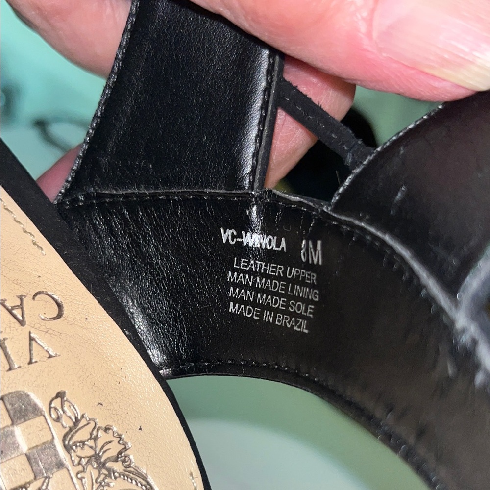 Vince Camuto Chic Black Strappy Block 4’ Heels Size 8 - Picture 8 of 13